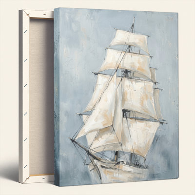 Ensemble de 1 tableau sur toile représentant un voilier