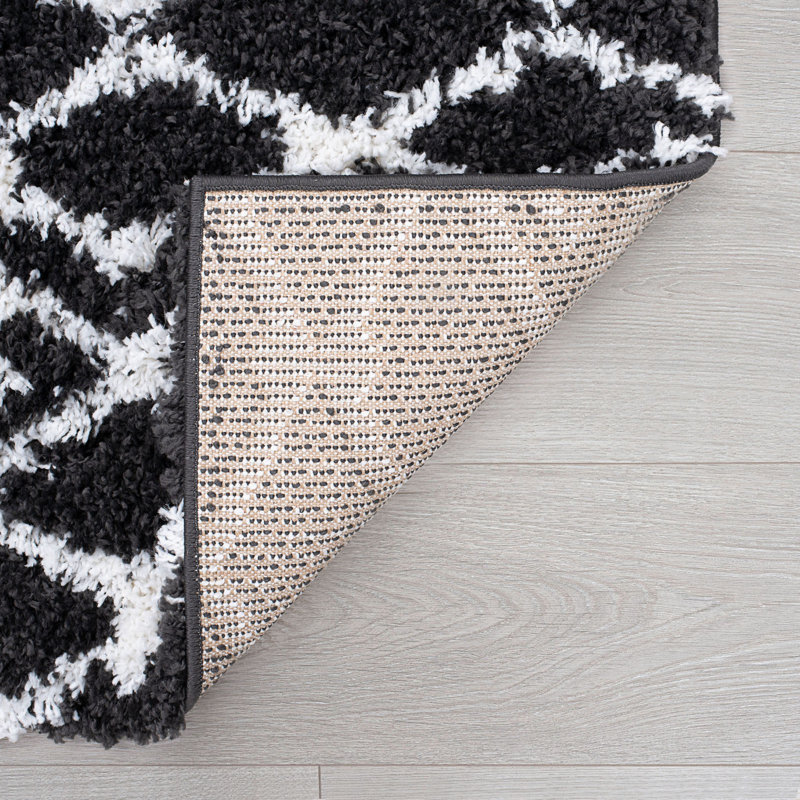 Tapis gris foncé / blanc Jemima, Rectangle 7 pi 10 po x 10 pi 2 po