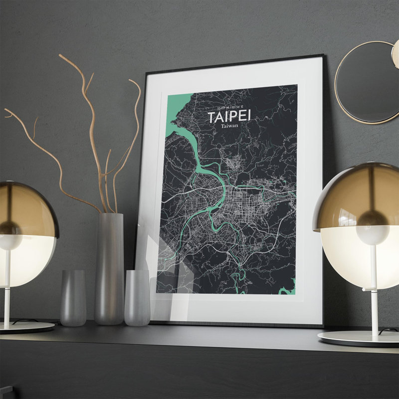 Taipei City Map In Dream - No Frame Print, 17cm H x 11cm W x 0.05cm D