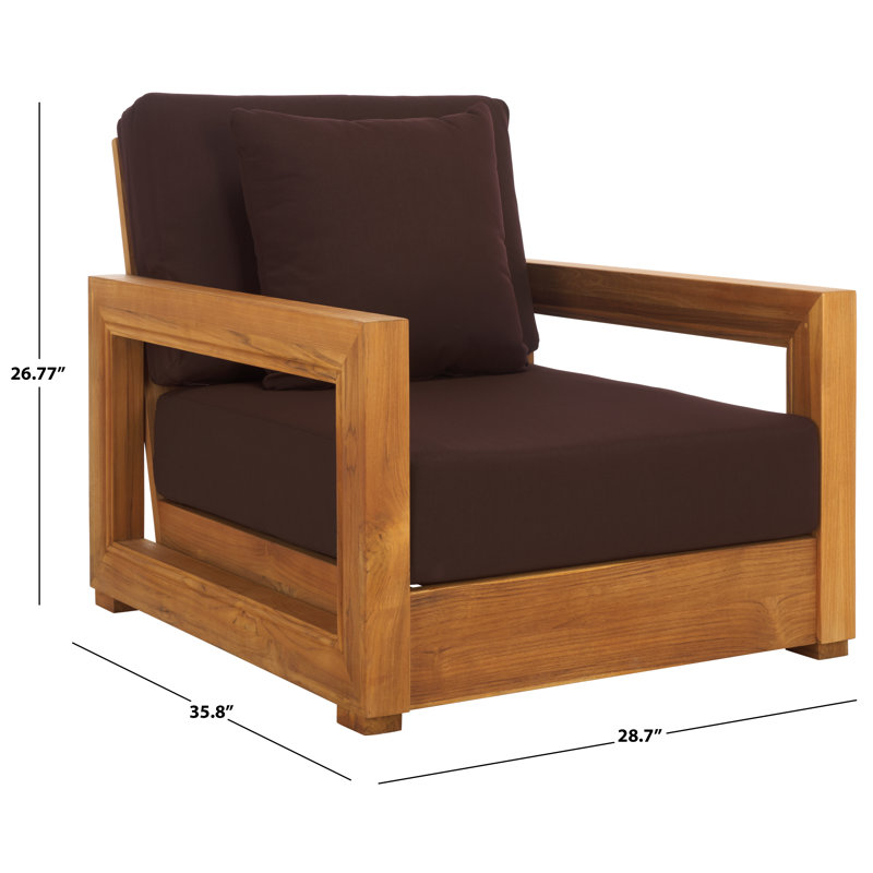 Montford Teak Patio Chair with Cushions, Dark Brown