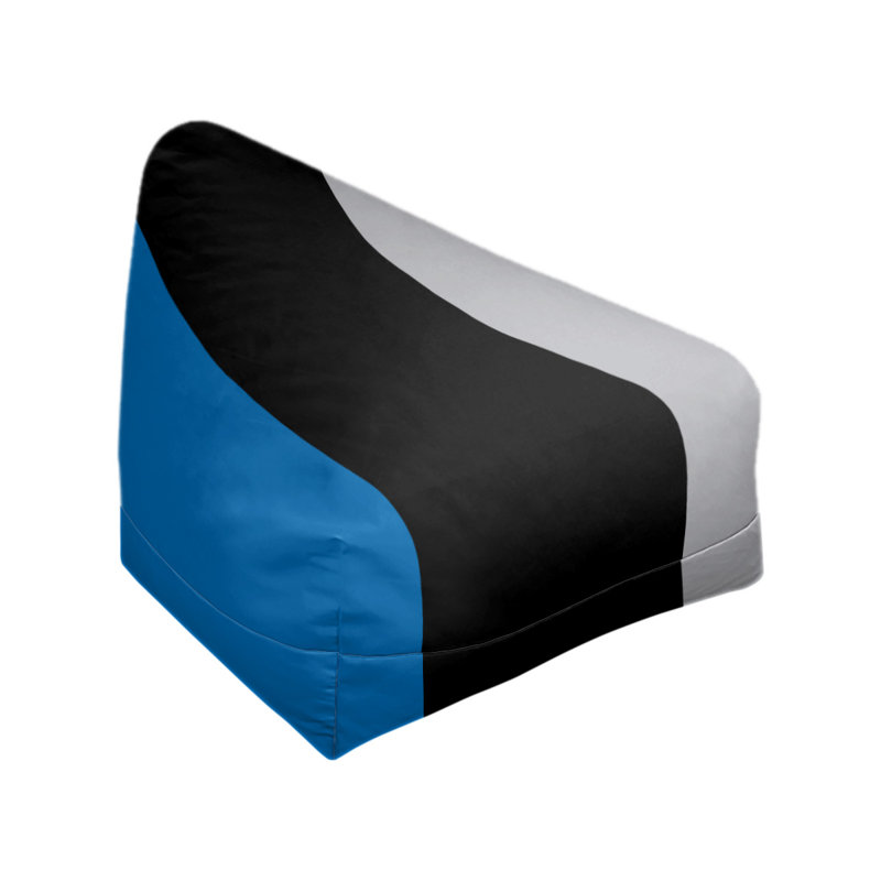 Bean Bag Chair & Lounger, 27" x 27" x 30", Orange/Blue/Silver