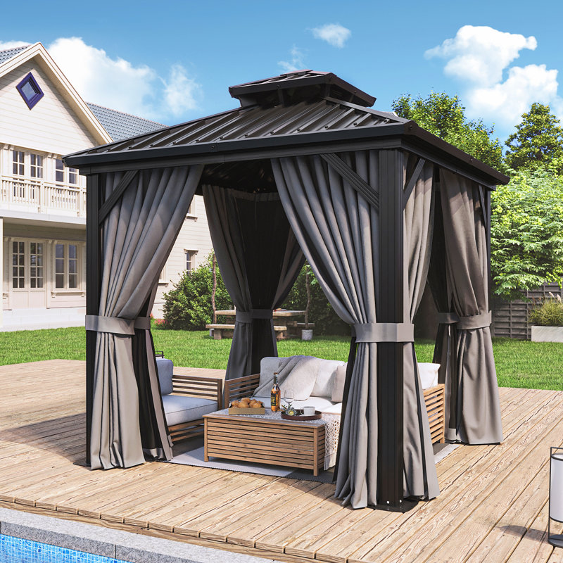 8 Ft. W X 8 Ft. D Patio Gazebo With Double Roof