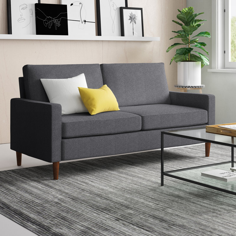 Canapé à accoudoirs carrés 72,5 po, Mélange de polyester gris anthracite
