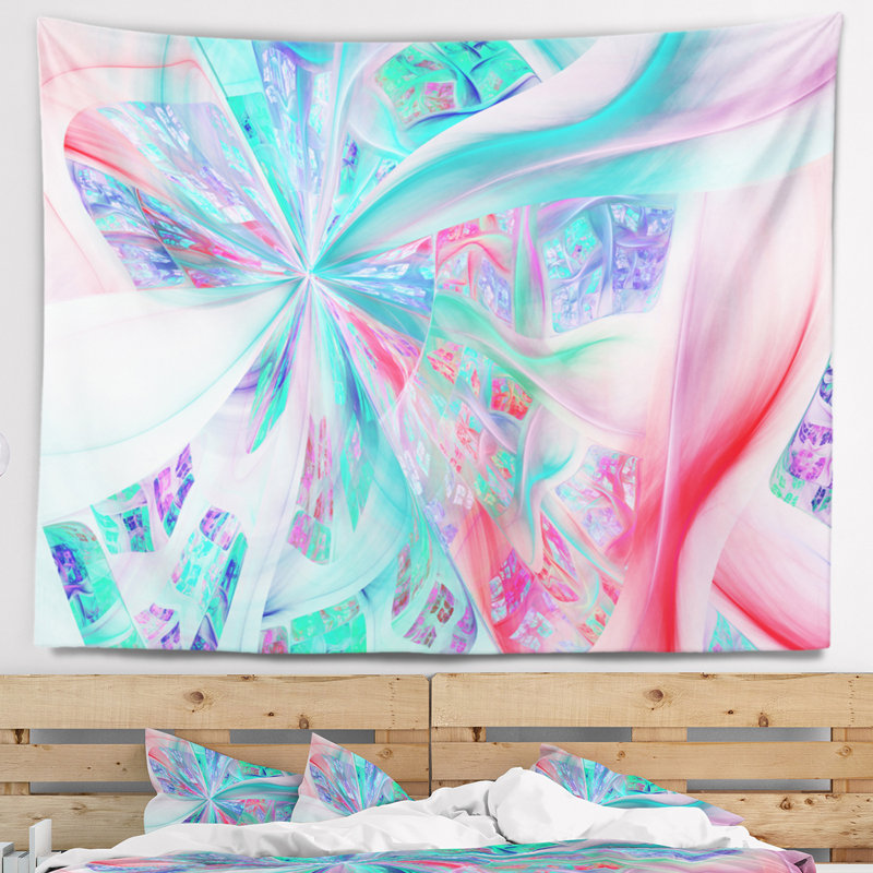 Tapisserie abstraite multicolore à tiges de plantes exotiques, H 50 po x l 60 po
