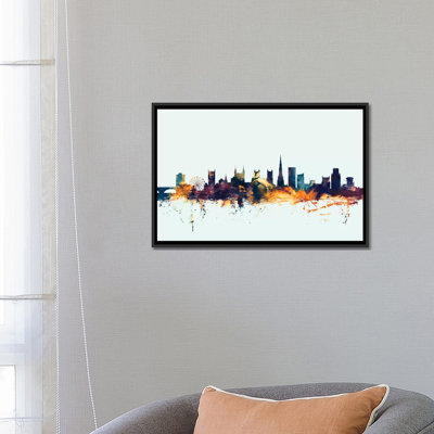Bristol, Angleterre, Royaume-Uni sur fond bleu, reproduction d'art sur toile