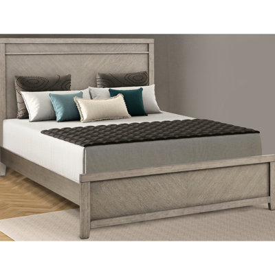 Lit en bois massif et grand lit de 63,88 po Largeur, placages de frêne, gris 86,88 lb, bois d'hévéa