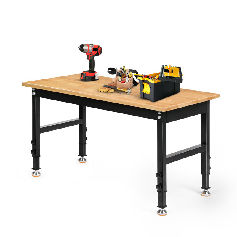 Labastide 48'' W Solid Wood Top Height-Adjustable Workbench