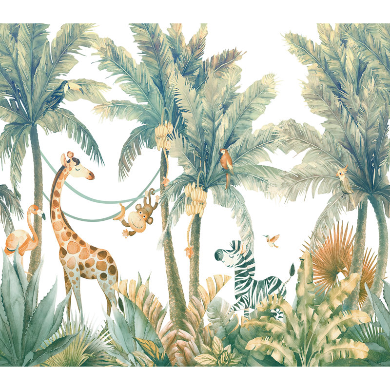 Murale blanche Jungle Jamboree, White