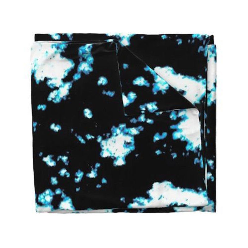 Batik Sateen Duvet Cover, Blue/Black, Queen Duvet Cover