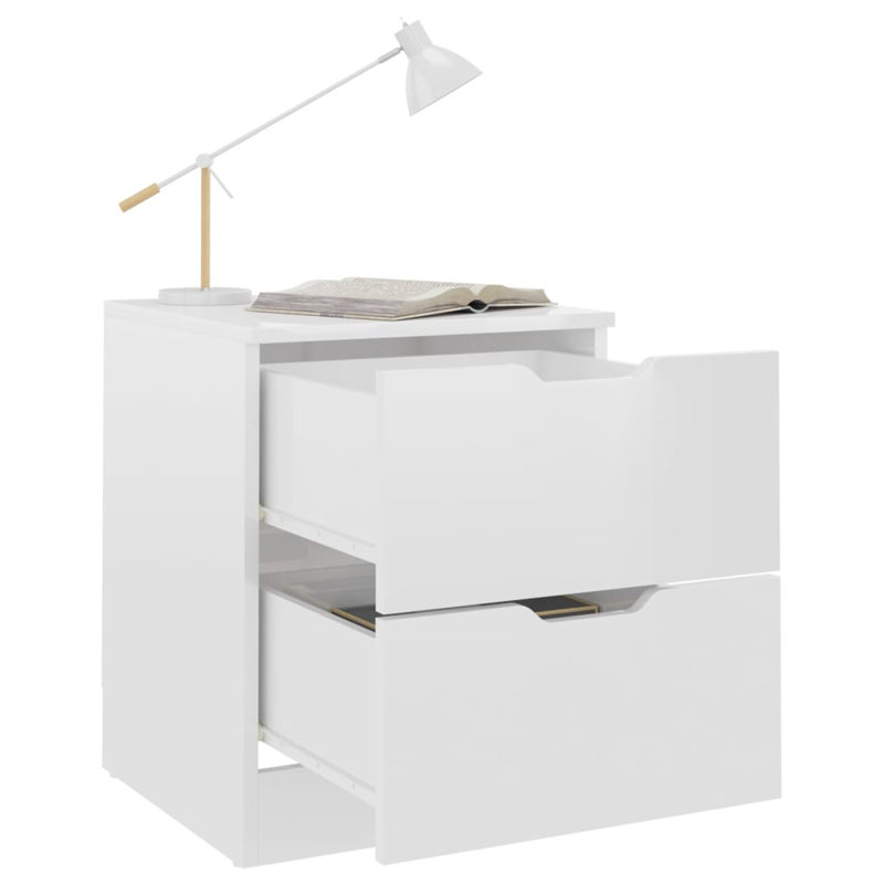 Brenza Block Side Table Set, Gloss White