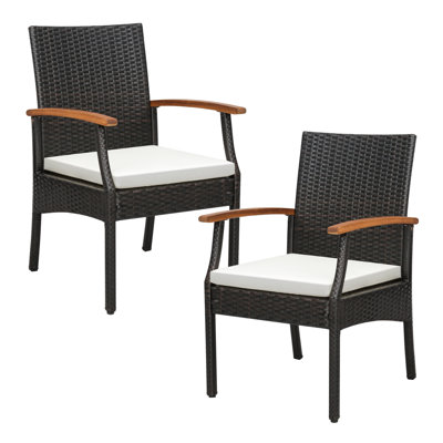 Aranca Solid Wood Metal Outdoor Dining Armchair with Cushions