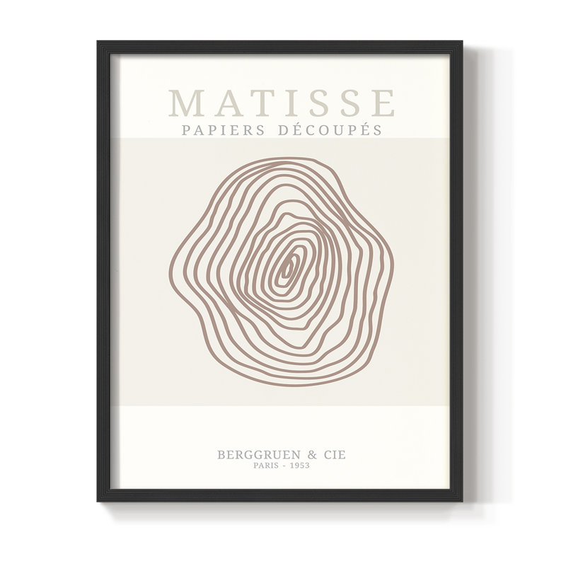 Matisse CDxxxiii, reproduction encadrée - bois massif, Cadre simple noir, H 20 po x l 16 po