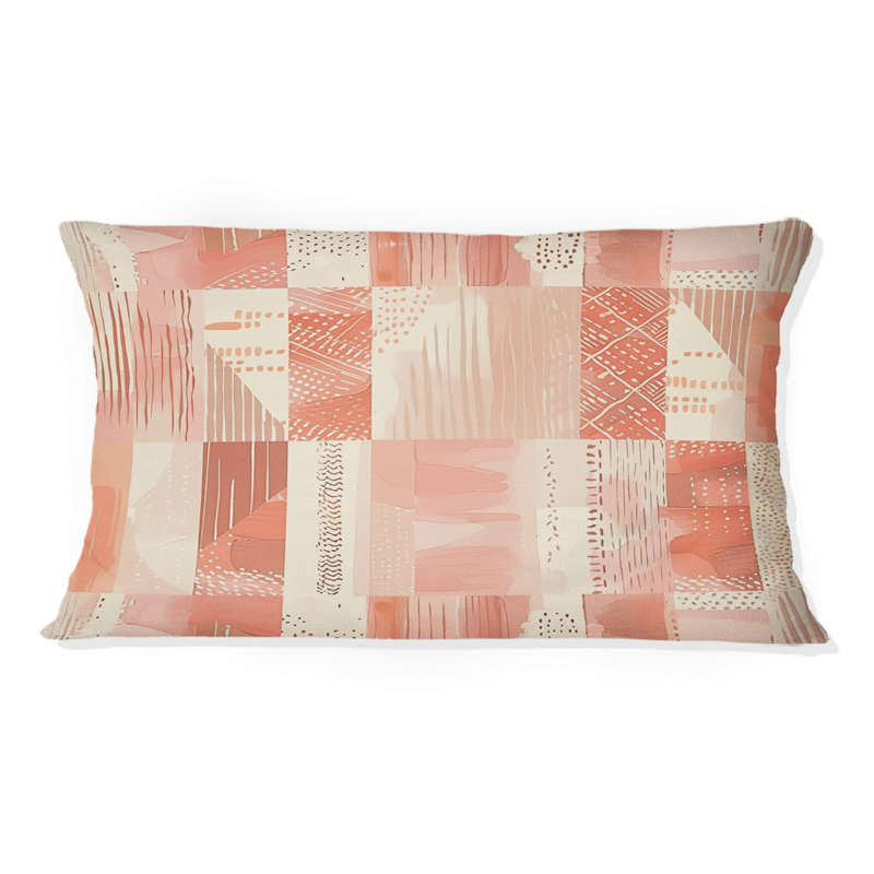 Coussin Peach Boho Pastal, Forme rectangulaire, H 12 po x l 20 po