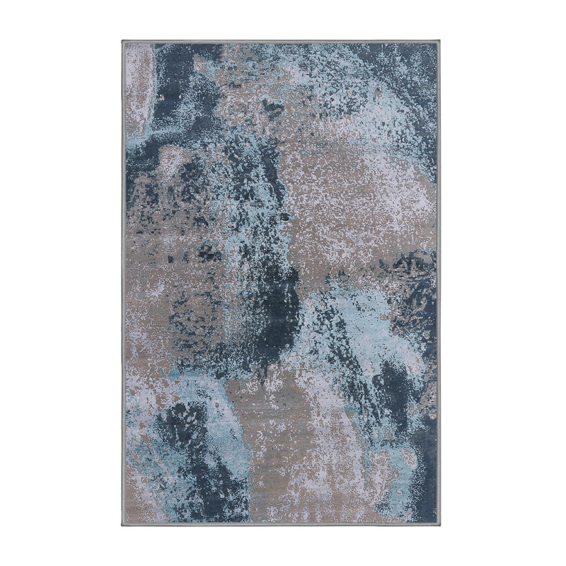 Tapis bleu / gris Brethren, Rectangle 4 pi x 6 pi
