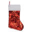Chaussette de Noël 19 po à paillettes rouges et argent avec manchette en fausse fourrure blanche
