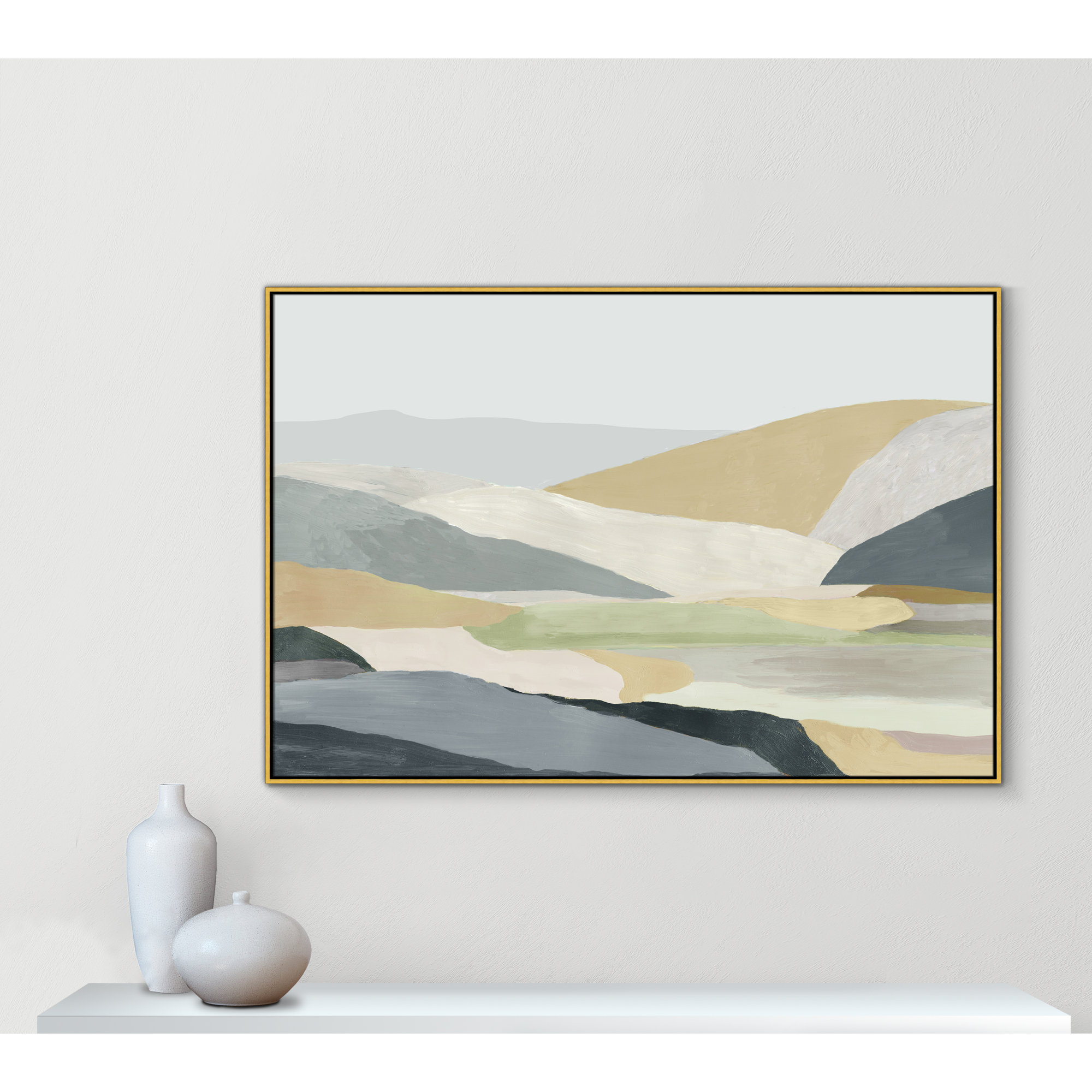 Warm Hills I - Picture Frame Painting Print on Canvas, Gold Canvas , 41.5" H x 61.5" W x 2" D