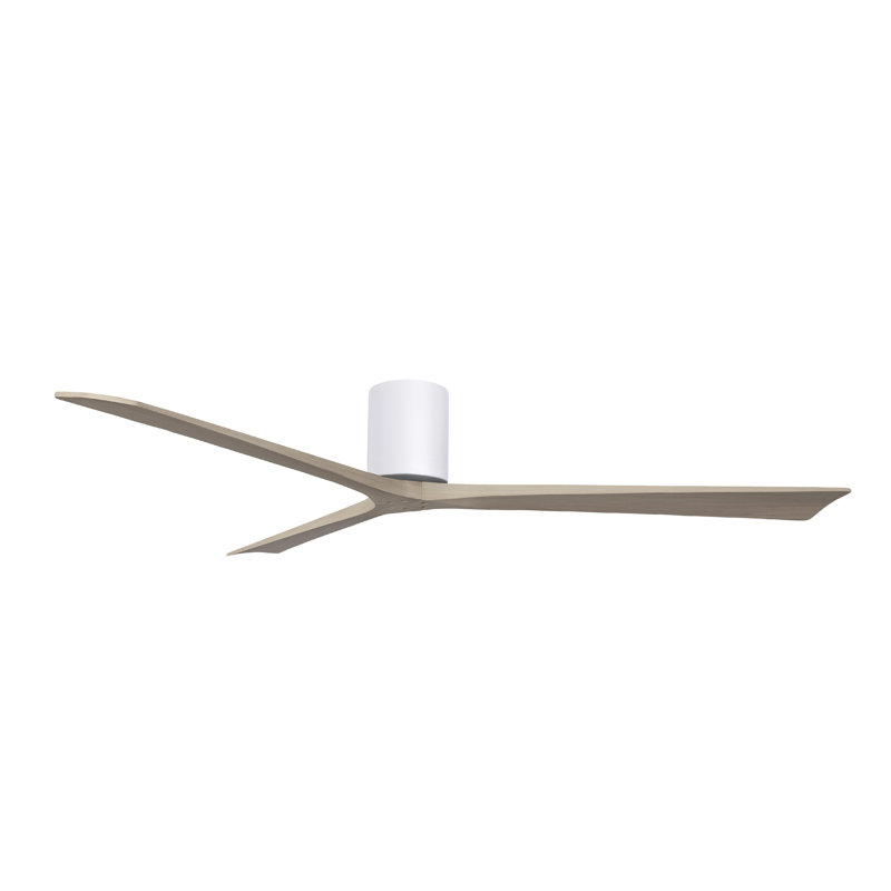 Ventilateur de plafond à 3 pales Olivier, Blanc brillant, Ton bois de frêne gris, 72"