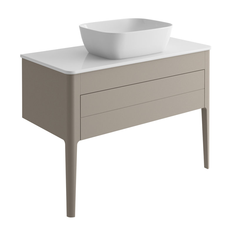 Senah 100cm Single Bathroom Vanity Base Only, Olive Grey