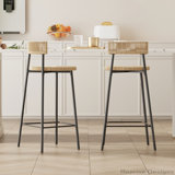 Paper Rope Round Bar Stools with Back Set of 2