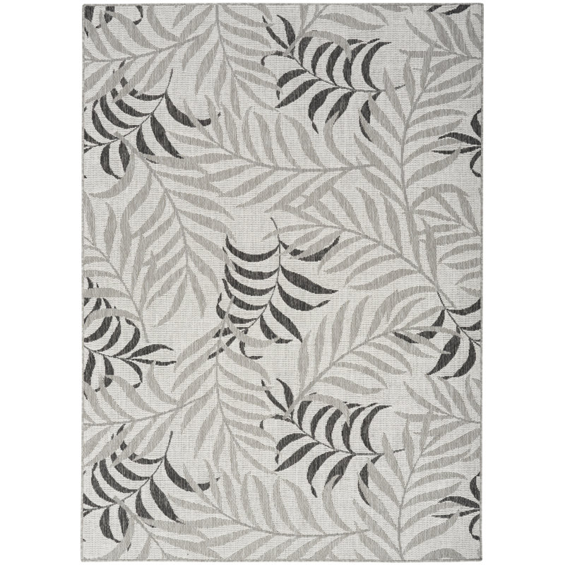 Almerino Floral Polypropylene Indoor/Outdoor Area Rug in Black/Gray, Rectangle 6' x 9'