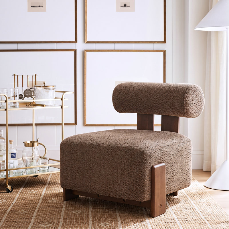 Chaise d'appoint Rheia Mid-Century, Brun