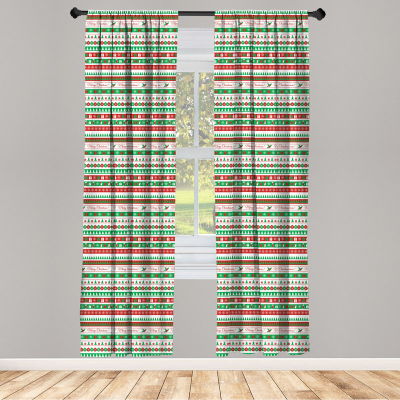 Words Xmas Ceremony Semi-Sheer Rod Pocket Curtain Panels, 28" x 84"