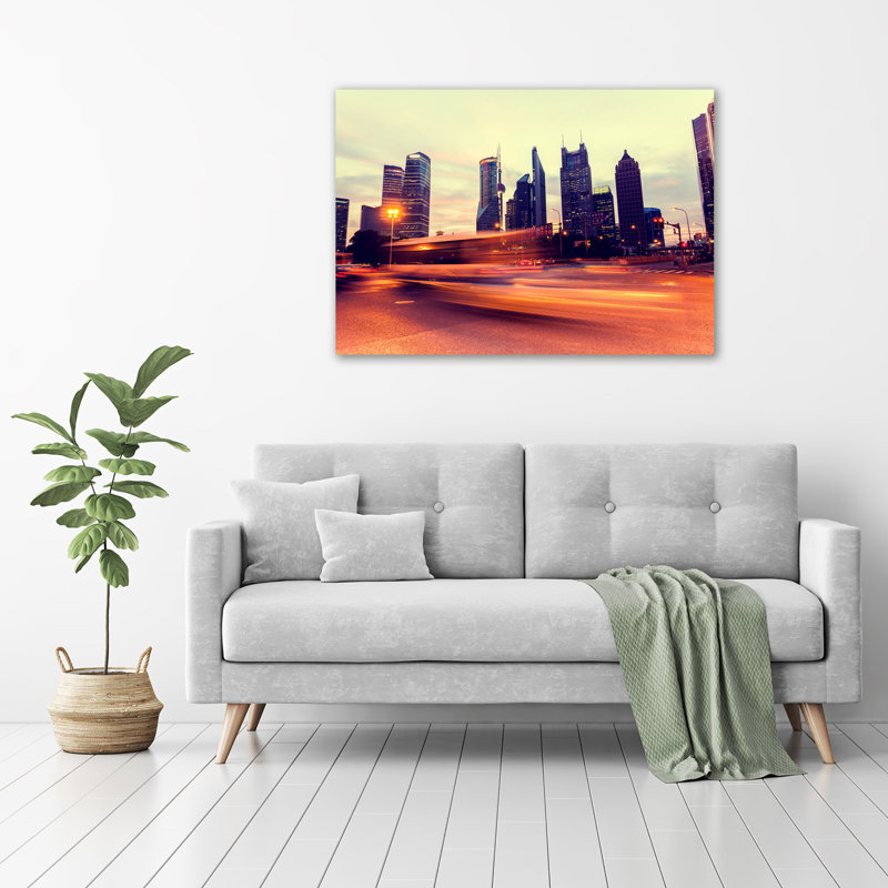 Shanghai At Night - Wrapped Canvas Print