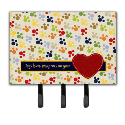 Garde-pawprints chiens leaves sur votre porte-laisse cardiaque et crochet à clé