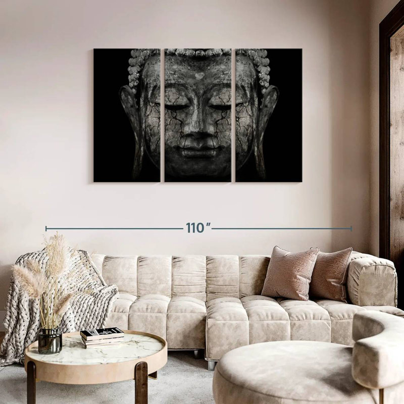 Bouddha noir Adella, H 48 po x l 74 po