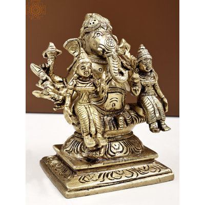 Décoration d'intérieur 4 po Ganesha avec Riddhi Siddhi