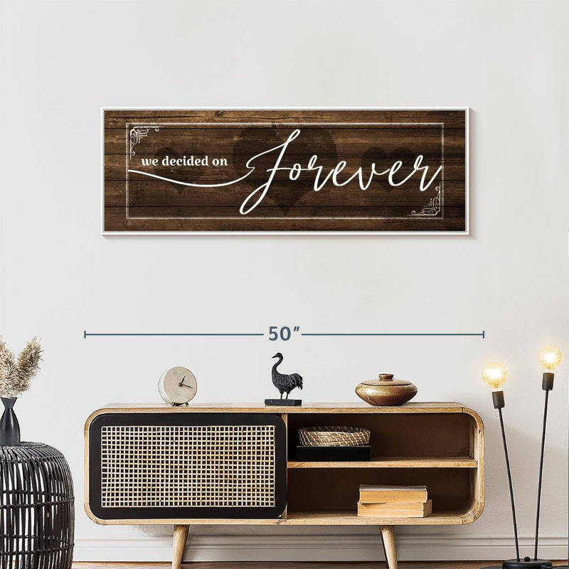 Forever Love Typography Wall Sign, 46" X 16", Floating Frame White