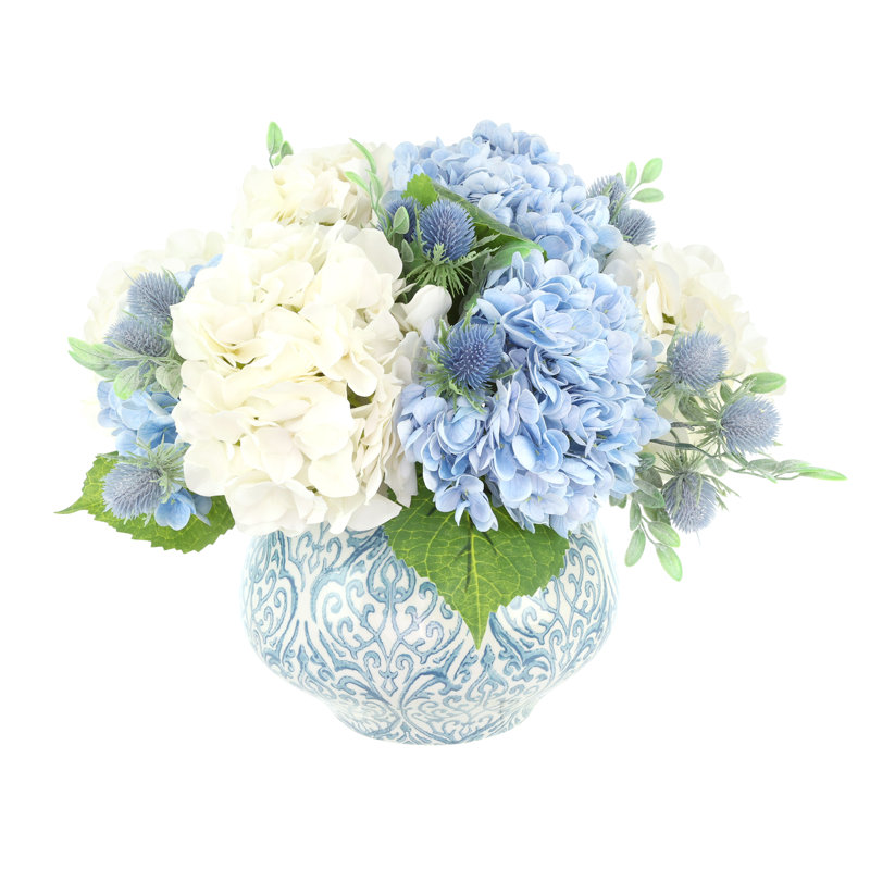 Hydrangea Centerpiece in Decorative Vase