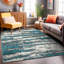 Tapis à poil long turquoise / gris / blanc Solana-1640040547
