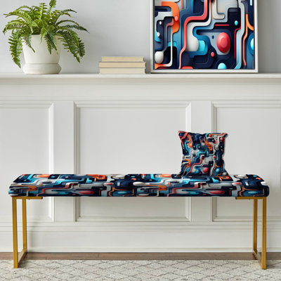 Banc rembourré géométrique bleu et orange Matrix
