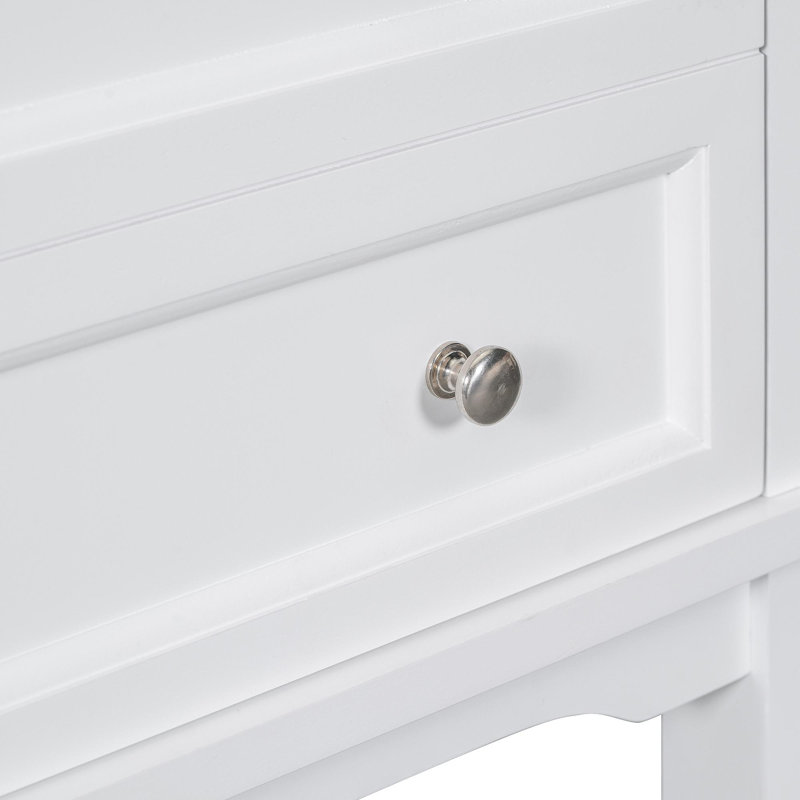 Meuble-lavabo 24 po avec lavabo, meuble de rangement pour salle de bain avec tiroir et tablette ouverte, structure en bois massif, blanc