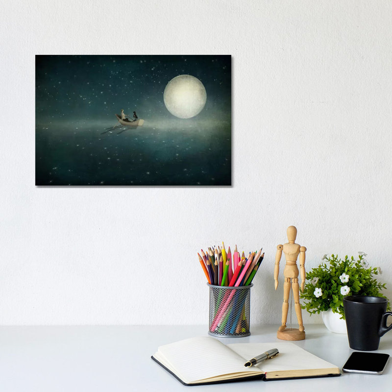 Moonlight by Majali - Wrapped Canvas Painting, 20.32 cm H x 30.48 cm W