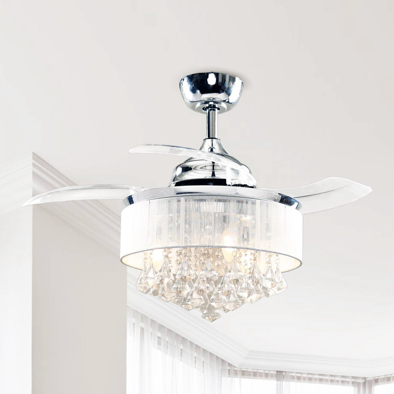 Heatherly 36'' Ceiling Fan with Light Kit, Polished Chrome