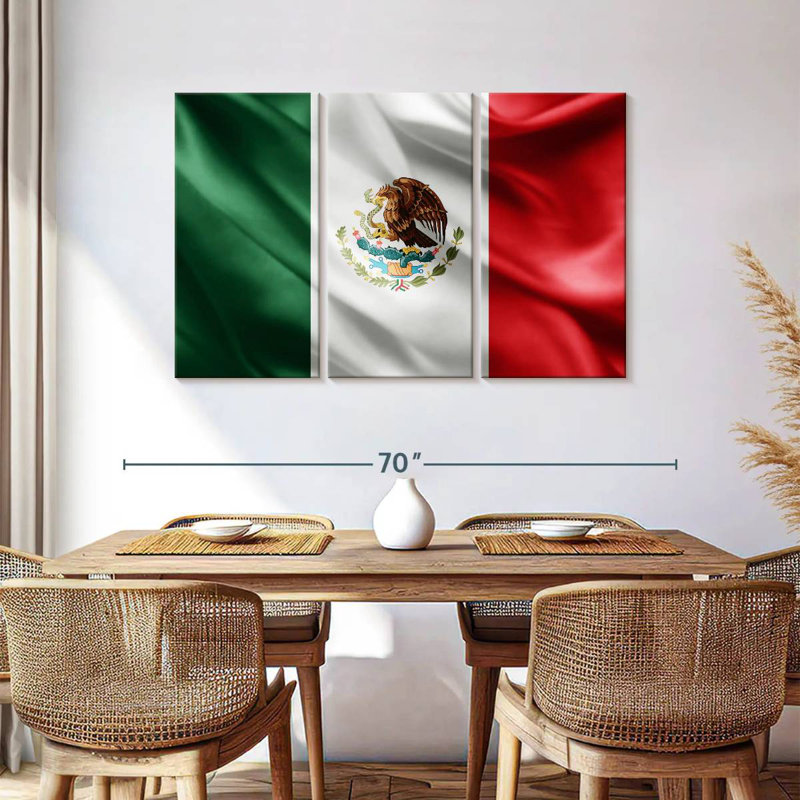 Borges Silk Mexican Flag, 36" H x 57" W