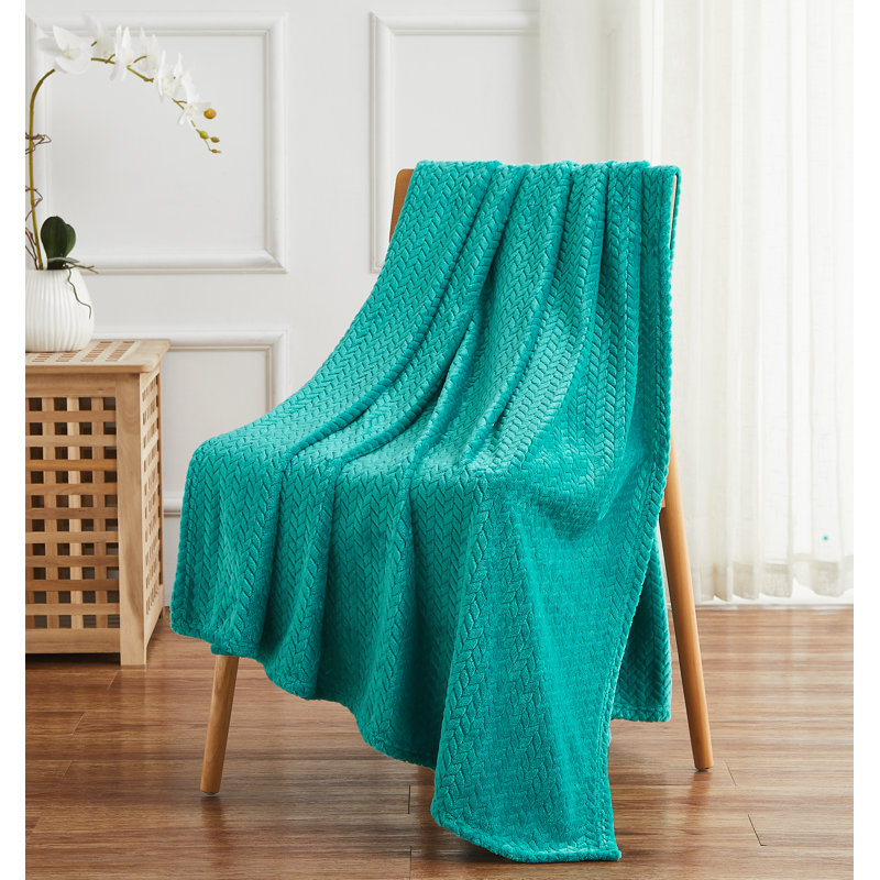 Weighted Throw Blanket, Teal Herringbone, 50" x 70"