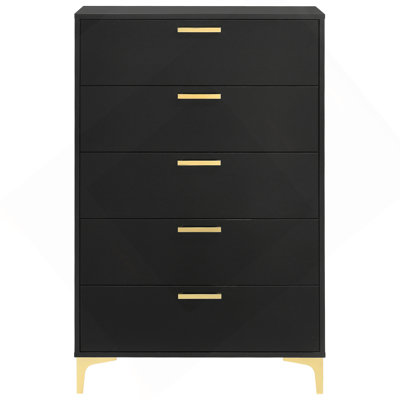 Lexie Black/Gold 5-drawer Rectangular Chest