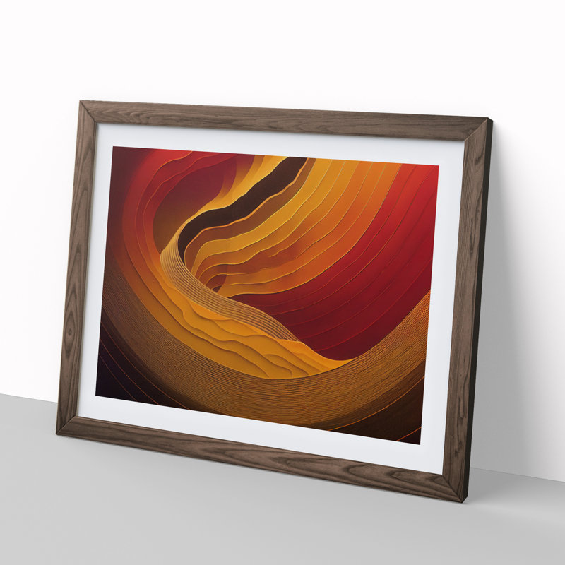 Dreamy Modern Abstract 1 Piece Single Picture Frame Wall Art, 25cm H x 34cm W, Walnut