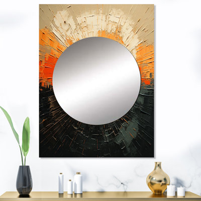 Noir et beige coucher de soleil Reverie - miroir décoratif coucher de soleil, grand miroir mural traditionnel, impression d'art en métal