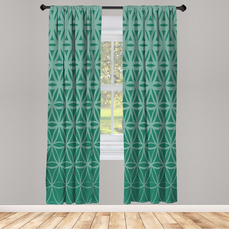 Microfiber Floral Semi-Sheer Rod Pocket Curtain Panels, 28" W x 84" L, Light Pink