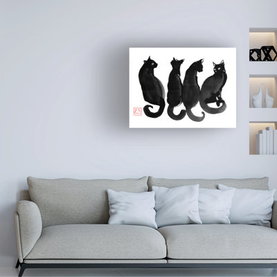 Animals 4 Black Cats On Canvas Print