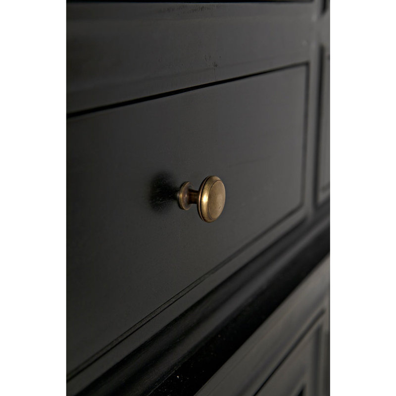 Colonial Solid Wood China Cabinet, Hand Rubbed Black