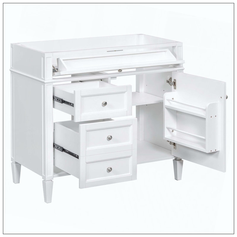 Tiroir basculant 2 tiroirs Modern, Blanc, Nickel brossé