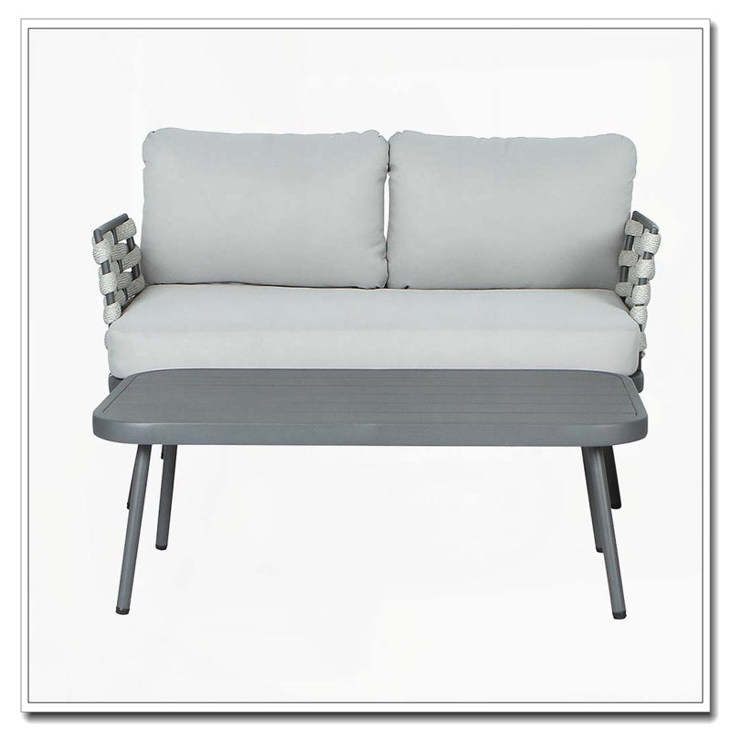 Causeuse et table en acier, Gris + gris