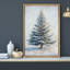 «Christmas Tree Snowy Winter Pine Tree Antique Blue Holiday Decor», reproduction d'art sur toile encadrée-107117857-107117854