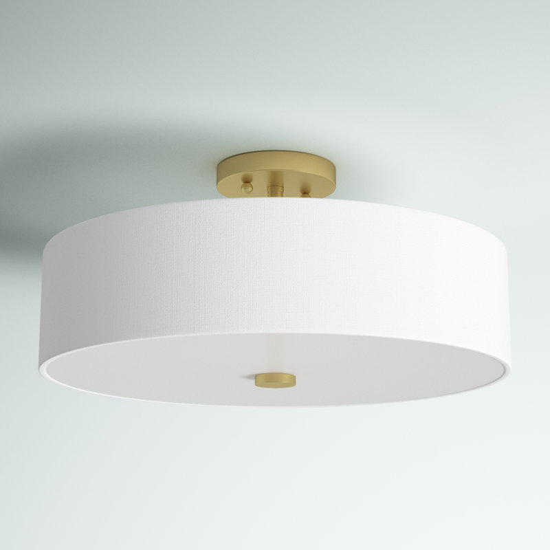 Axa Fabric Semi Flush Mount, Satin Brass
