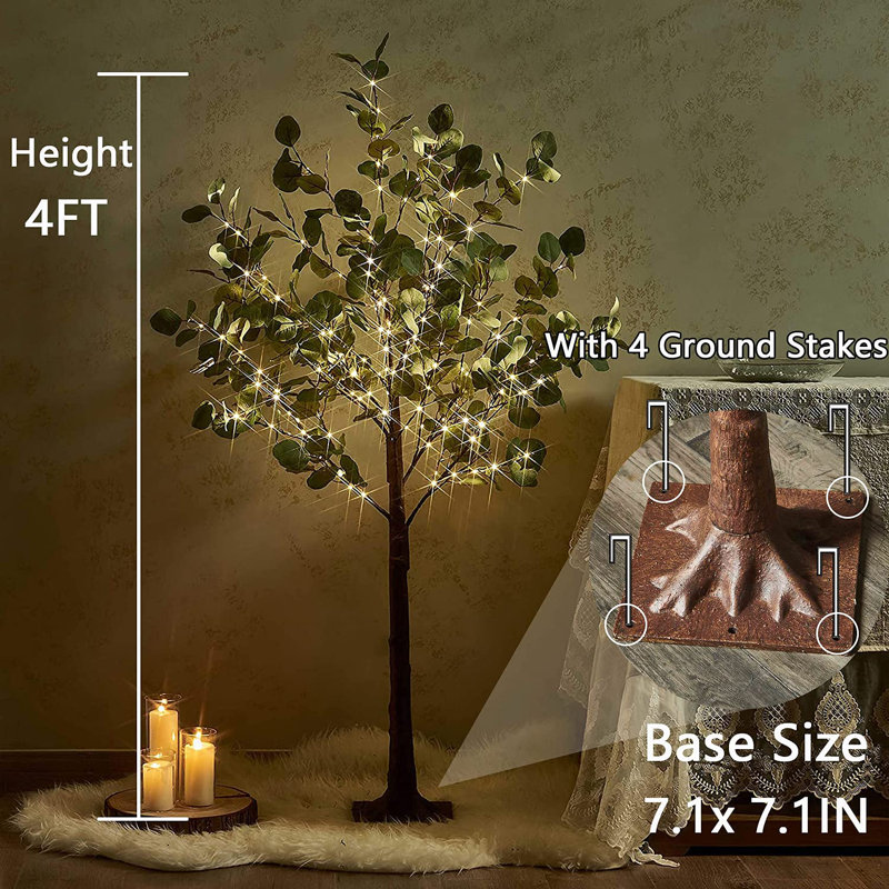 4 ft Lighted Eucalyptus Tree with 160 LEDs